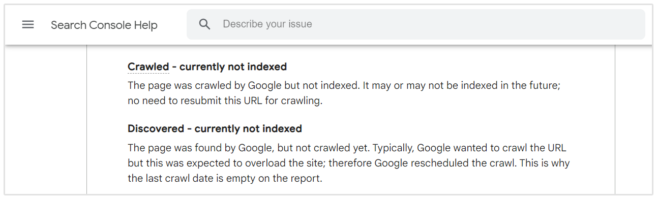 Google Search Console Indexierungsprobleme